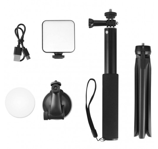 W64 Kit d'éclairage de vidéoconférence avec trépied - Autonome sur batterie - Couleur du blanc ajustable - Ajustable 38cm à 1m