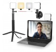 W64 Kit d'éclairage de vidéoconférence avec trépied - Autonome sur batterie - Couleur du blanc ajustable - Ajustable 38cm à 1m