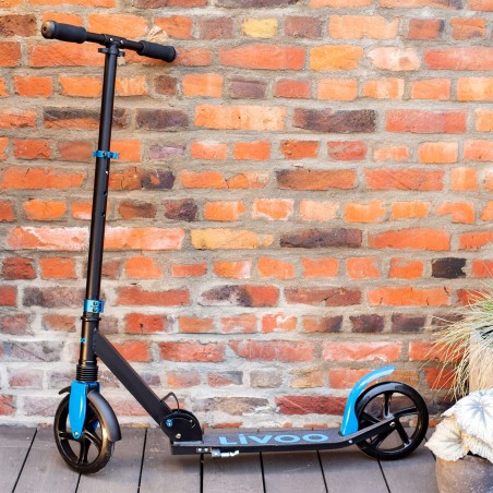 LIVOO MOBI100 - Trottinette adulte noir & bleu - Pliable - Ultra légère - Matière Alu -  Suspension avant - Grandes roues