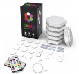 Pack de 6 lampes hexagonales LED tactiles 6 Led RGB - Contrôle par télécommande - Alimentation USB - Interconnectables