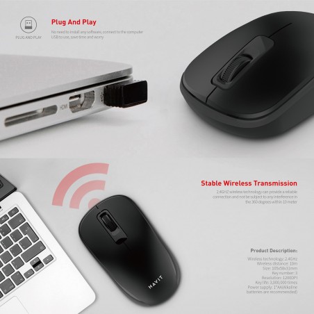 Souris HAVIT MS626GT-ROUGE