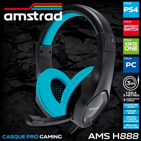 Casque AMSTRAD AMS-H888-BLUE