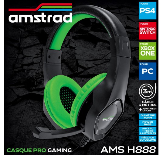 Casque AMSTRAD AMS-H888-GREEN