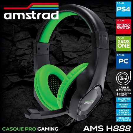 Casque AMSTRAD AMS-H888-GREEN