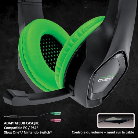 Casque AMSTRAD AMS-H888-GREEN