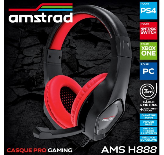 Casque AMSTRAD AMS-H888-RED