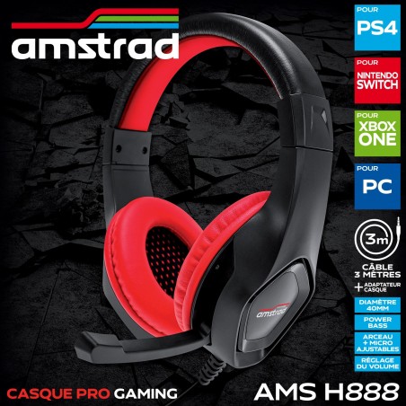 Casque AMSTRAD AMS-H888-RED