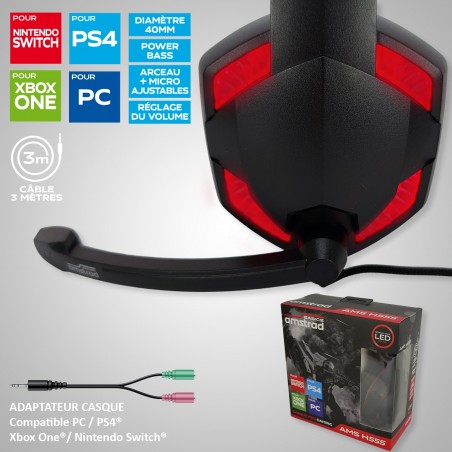 Casque AMSTRAD H555-ROUGE
